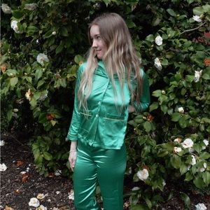 Silky Emerald Green PJ or Going-Out Set